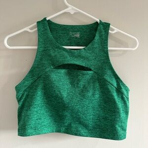 Aerie The Hugger Sports Bra Green Fitness Longline Size Small
